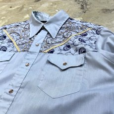 画像4: 70's FLORAL EMBROIDERY WESTERN L/S SHIRT / Mens XL (4)