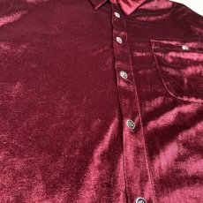 画像5: WINE RED COLOR BIG VELOUR L/S SHIRT / Mens 3XL (5)