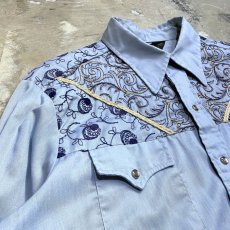 画像3: 70's FLORAL EMBROIDERY WESTERN L/S SHIRT / Mens XL (3)