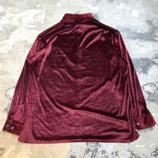 画像2: WINE RED COLOR BIG VELOUR L/S SHIRT / Mens 3XL (2)