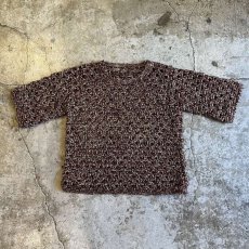 画像1: GLITTER MIX PATTERN COLOR CROCHET DESIGN S/S KNIT TOPS / Ladies M (1)