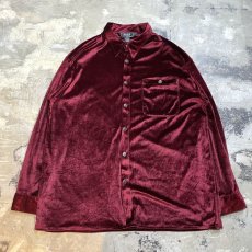 画像1: WINE RED COLOR BIG VELOUR L/S SHIRT / Mens 3XL (1)