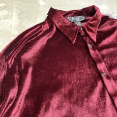 画像3: WINE RED COLOR BIG VELOUR L/S SHIRT / Mens 3XL (3)