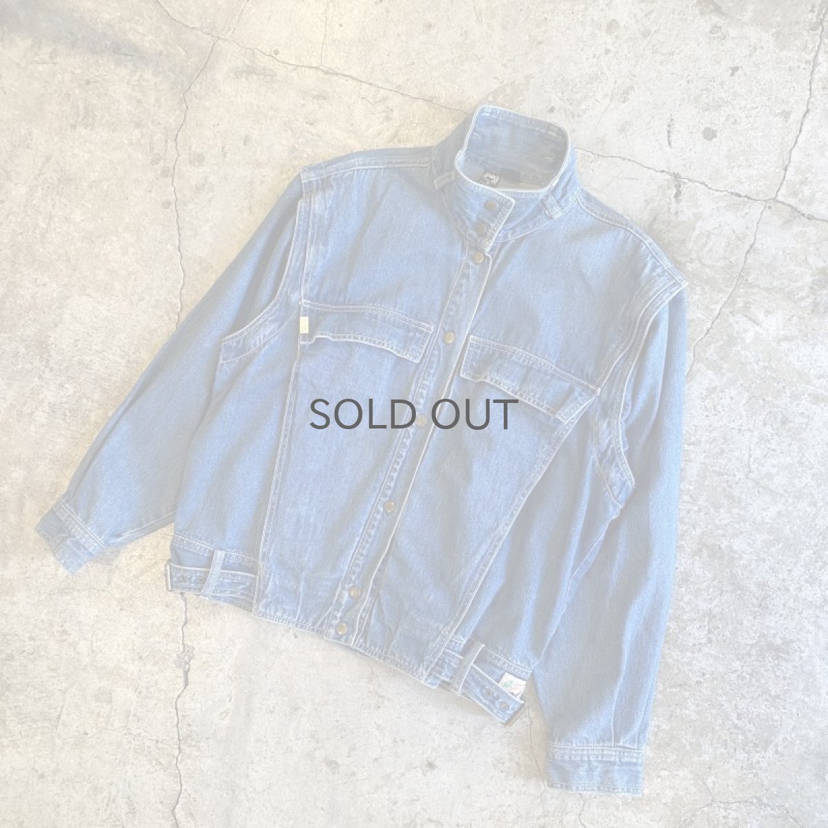 画像4: 90's BLUE DENIM 2WAY SHOULDER ZIP DESIGN JACKET / Ladies M (4)