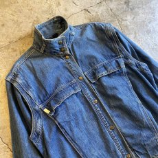 画像3: 90's BLUE DENIM 2WAY SHOULDER ZIP DESIGN JACKET / Ladies M (3)