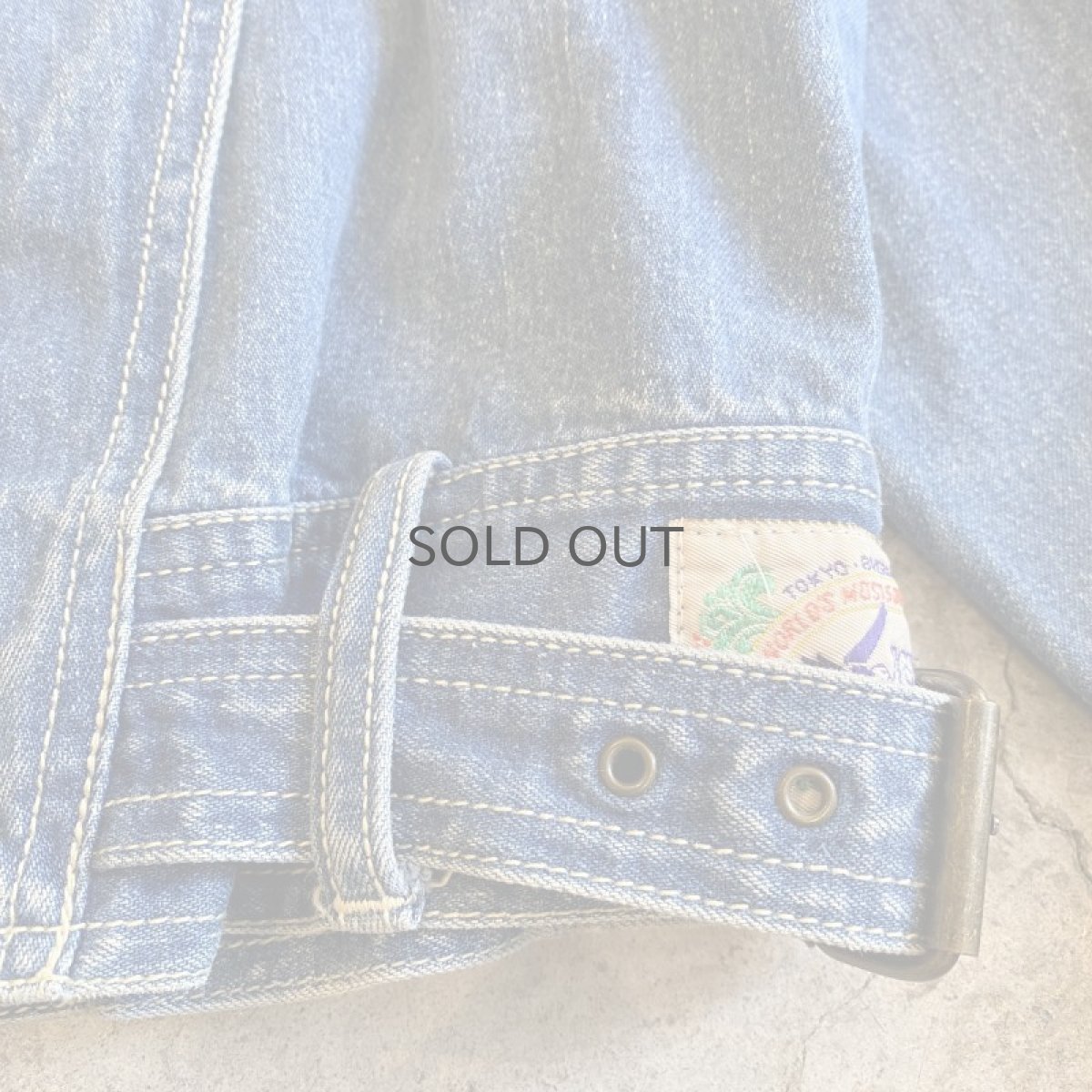 画像7: 90's BLUE DENIM 2WAY SHOULDER ZIP DESIGN JACKET / Ladies M (7)