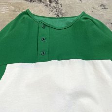 画像11: 90's BICOLOR HALF BUTTON L/S TOPS / Mens M / MADE IN USA (11)