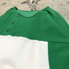 画像4: 90's BICOLOR HALF BUTTON L/S TOPS / Mens M / MADE IN USA (4)