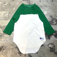 画像1: 90's BICOLOR HALF BUTTON L/S TOPS / Mens M / MADE IN USA (1)