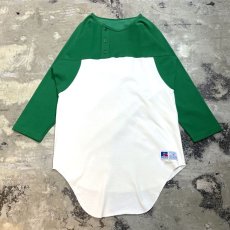 画像1: 90's BICOLOR HALF BUTTON L/S TOPS / Mens M / MADE IN USA (1)