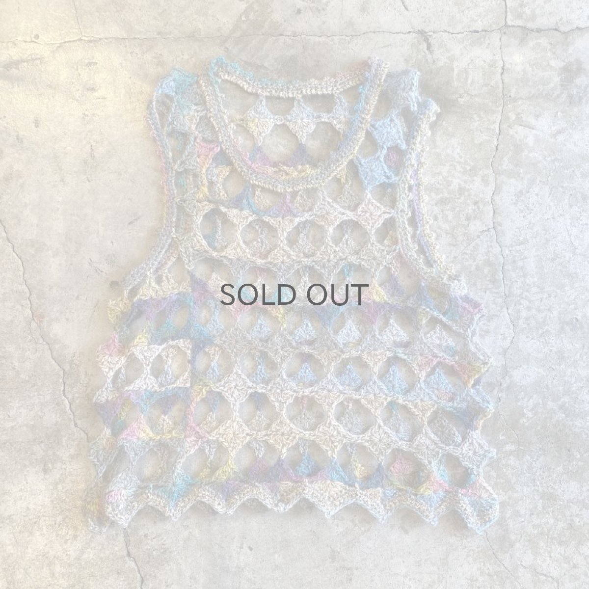 画像1: MIX COLOR CROCHET RING HOLE DESIGN VEST / Ladies M (1)