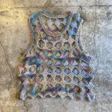 画像1: MIX COLOR CROCHET RING HOLE DESIGN VEST / Ladies M (1)