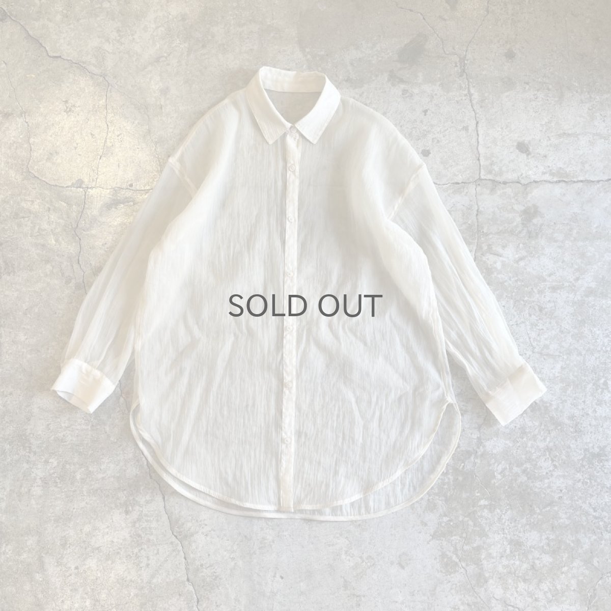 画像1: BEIGE COLOR LONG DESIGN SHEER L/S SHIRT / Ladies L (1)