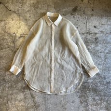 画像1: BEIGE COLOR LONG DESIGN SHEER L/S SHIRT / Ladies L (1)