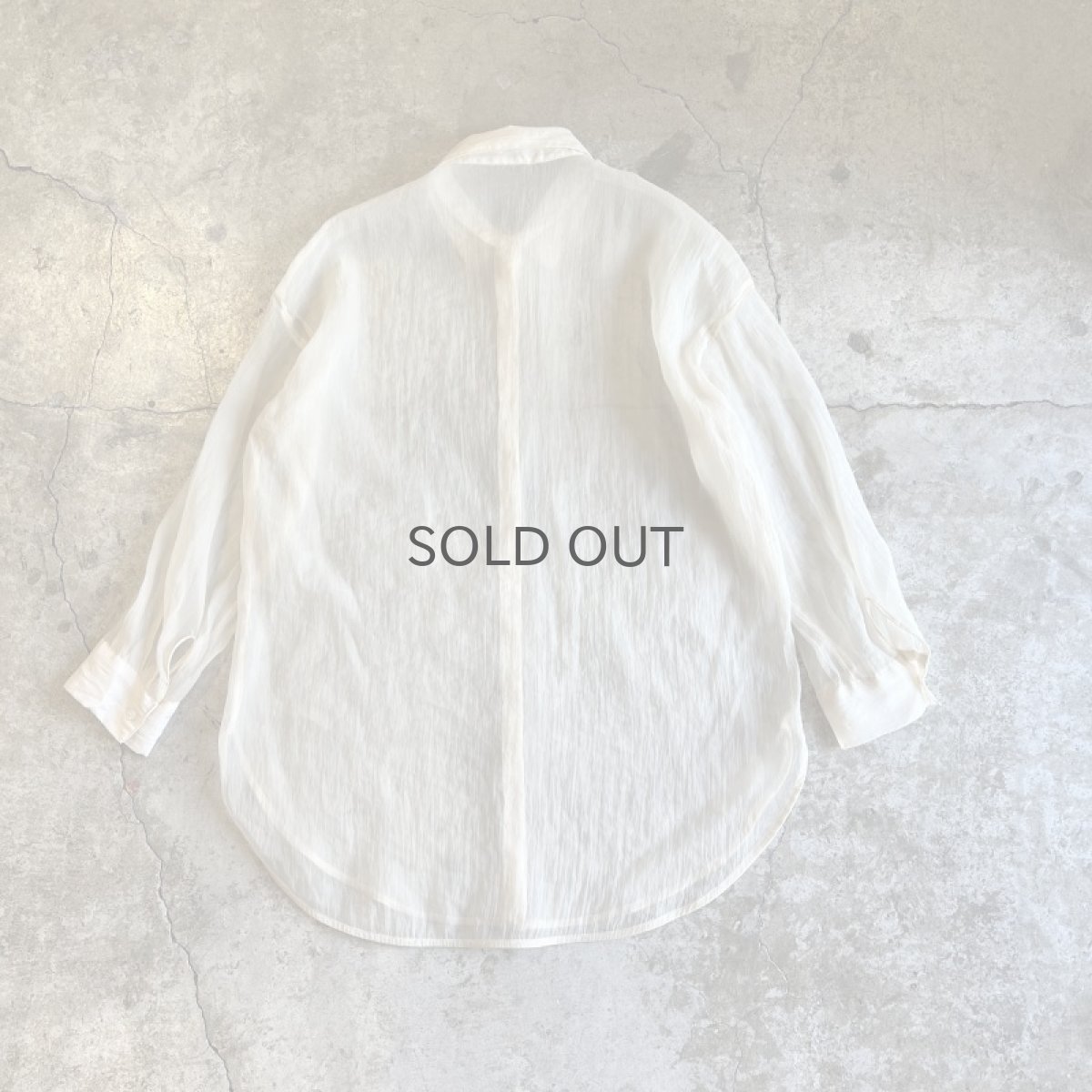 画像2: BEIGE COLOR LONG DESIGN SHEER L/S SHIRT / Ladies L (2)