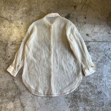 画像2: BEIGE COLOR LONG DESIGN SHEER L/S SHIRT / Ladies L (2)