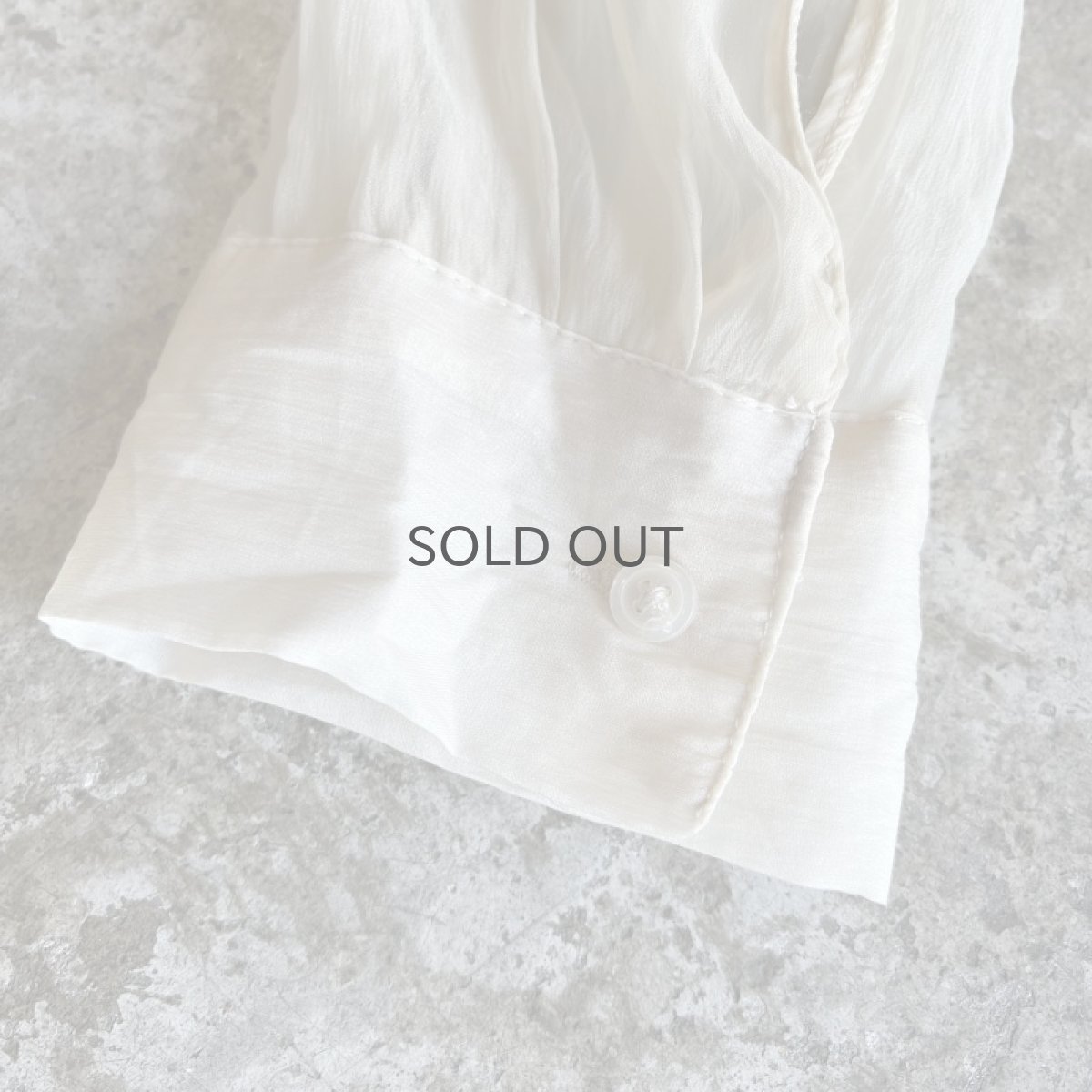 画像10: BEIGE COLOR LONG DESIGN SHEER L/S SHIRT / Ladies L (10)