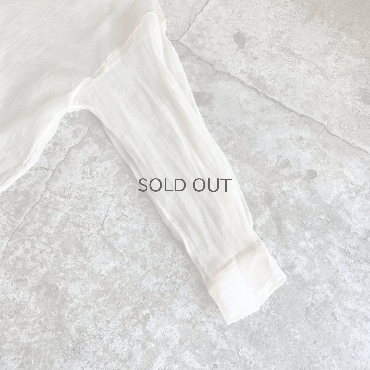 画像7: BEIGE COLOR LONG DESIGN SHEER L/S SHIRT / Ladies L (7)