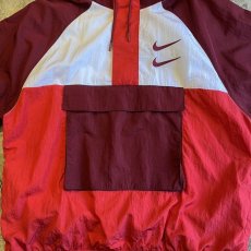 画像7: 【NIKE】THREE COLOR PATTERN SLEEVE LOGO EMBROIDERY ANORAK HOODIE / Ladies XL (7)