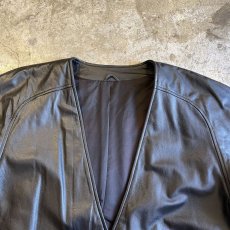 画像9: REAL LEATHER V NECK DESIGN TAILORED JACKET / Ladies M (9)