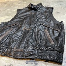 画像6: 80~90's COLOR SWITCHED LEATHER ZIP UP VEST / Mens L (6)