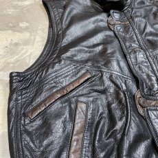 画像5: 80~90's COLOR SWITCHED LEATHER ZIP UP VEST / Mens L (5)