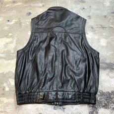 画像2: 80~90's COLOR SWITCHED LEATHER ZIP UP VEST / Mens L (2)