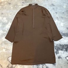 画像1: BAND COLLAR HALF BUTTON  L/S LONG SHIRT / Mens L (1)