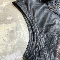 画像7: 80~90's COLOR SWITCHED LEATHER ZIP UP VEST / Mens L (7)