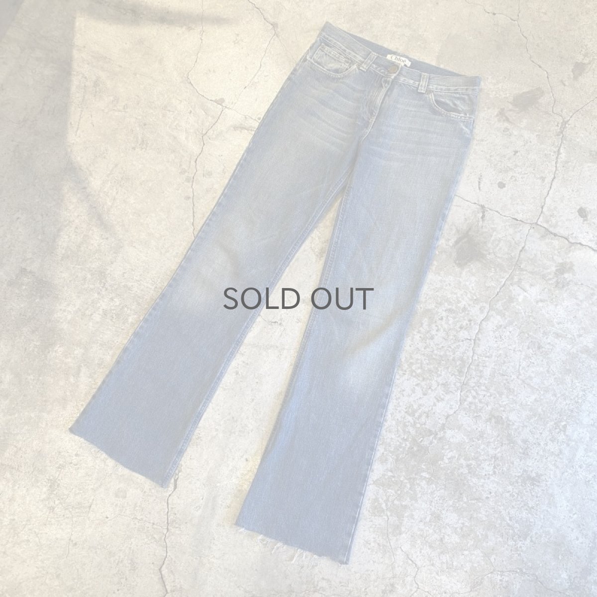 画像4: 【Chloe】CUT OFF DESIGN FLARE DENIM PANTS / W30 (4)