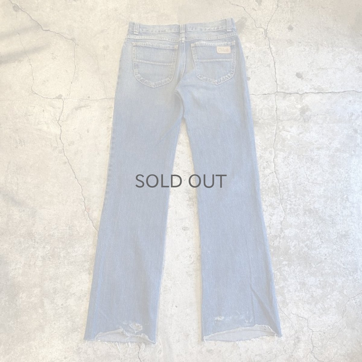 画像2: 【Chloe】CUT OFF DESIGN FLARE DENIM PANTS / W30 (2)
