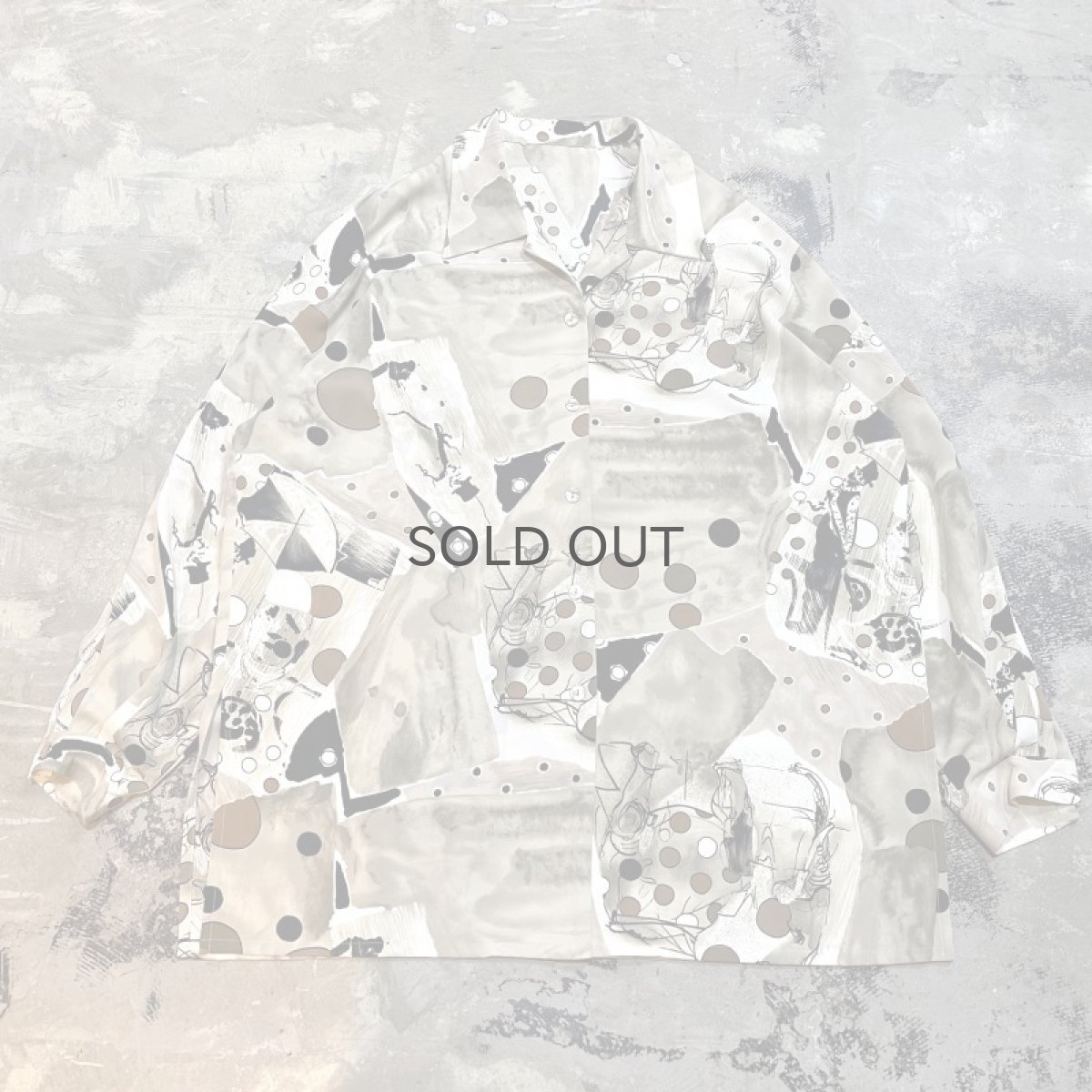 画像1: ALL OVER GRAPHIC PATTERN OPEN COLLAR L/S SHIRT / Mens M (1)