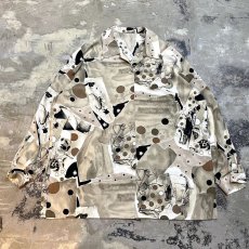 画像1: ALL OVER GRAPHIC PATTERN OPEN COLLAR L/S SHIRT / Mens M (1)