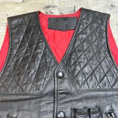 画像10: QUILTING SWITCHED FRONT LEATHER VEST / Mens M (10)