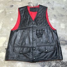 画像1: QUILTING SWITCHED FRONT LEATHER VEST / Mens M (1)