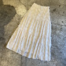 画像4: WHITE COLOR FEATHER FRINGE DESIGN TIERED LONG SKIRT / W25~W28 (4)