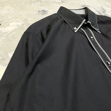 画像3: STITCH LINE BLACK COLOR BUTTON DOWN L/S SHIRT / Mens L (3)