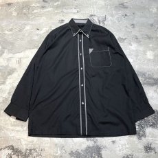 画像1: STITCH LINE BLACK COLOR BUTTON DOWN L/S SHIRT / Mens L (1)