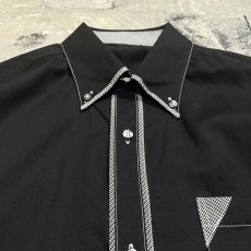 画像10: STITCH LINE BLACK COLOR BUTTON DOWN L/S SHIRT / Mens L (10)