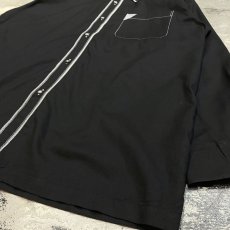 画像6: STITCH LINE BLACK COLOR BUTTON DOWN L/S SHIRT / Mens L (6)