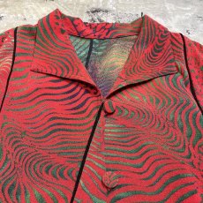 画像10: ALL OVER ARTISTIC PATTERN PIPING DESIGN JACKET / Mens M (10)