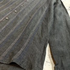 画像6: STRIPE STITCH STAND COLLAR LINEN L/S SHIRT / Mens L (6)