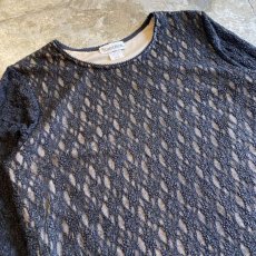 画像3: BLACK COLOR LACE SHEER DESIGN TOPS / Ladies L(M) / MADE IN USA (3)