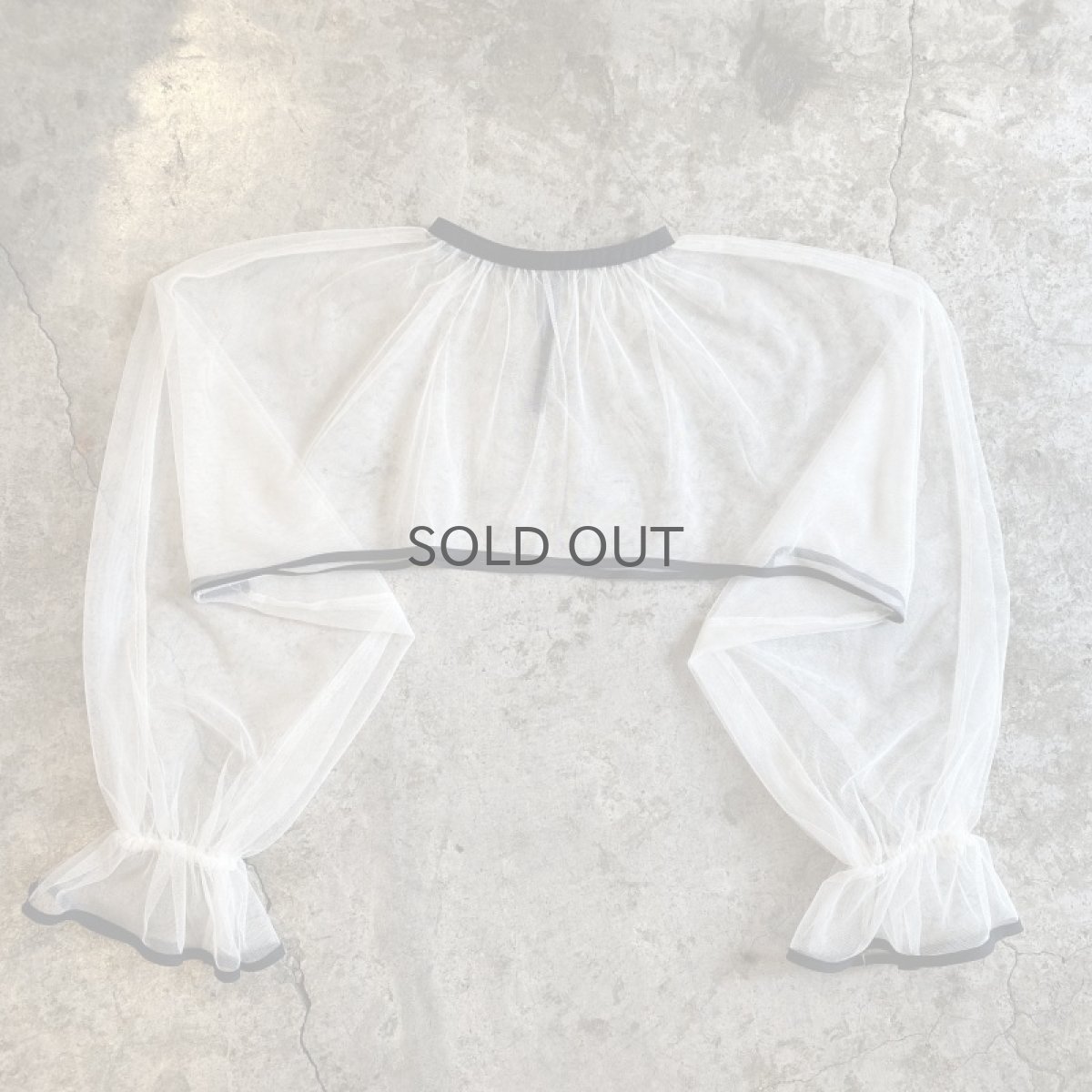 画像1: LAYERED SHORT DESIGN VOLUME SLEEVE TULLE SHEER L/S TOPS / Ladies M (1)