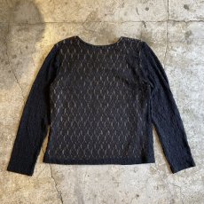 画像2: BLACK COLOR LACE SHEER DESIGN TOPS / Ladies L(M) / MADE IN USA (2)