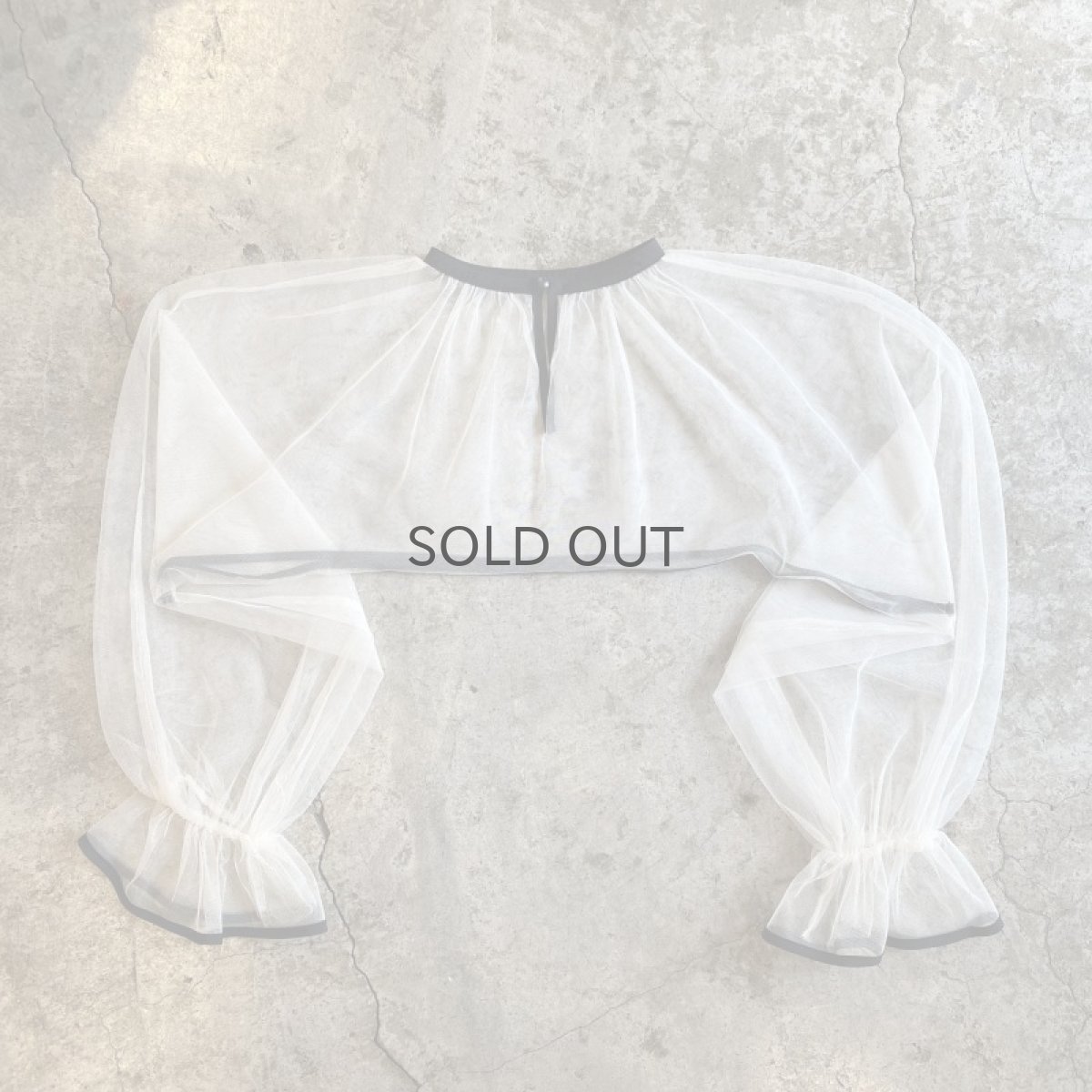 画像2: LAYERED SHORT DESIGN VOLUME SLEEVE TULLE SHEER L/S TOPS / Ladies M (2)