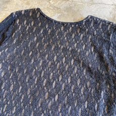 画像9: BLACK COLOR LACE SHEER DESIGN TOPS / Ladies L(M) / MADE IN USA (9)