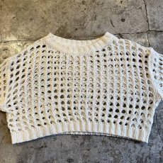 画像8: IVORY COLOR CROCHET SHORT DESIGN KNIT L/S TOPS / Ladies M (8)