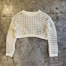 画像1: IVORY COLOR CROCHET SHORT DESIGN KNIT L/S TOPS / Ladies M (1)