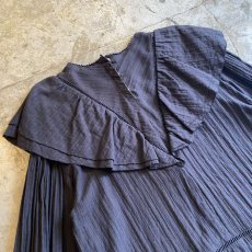 画像7: BLACK COLOR DESIGN VOLUME SLEEVE FRILL BLOUSE / Ladies M (7)